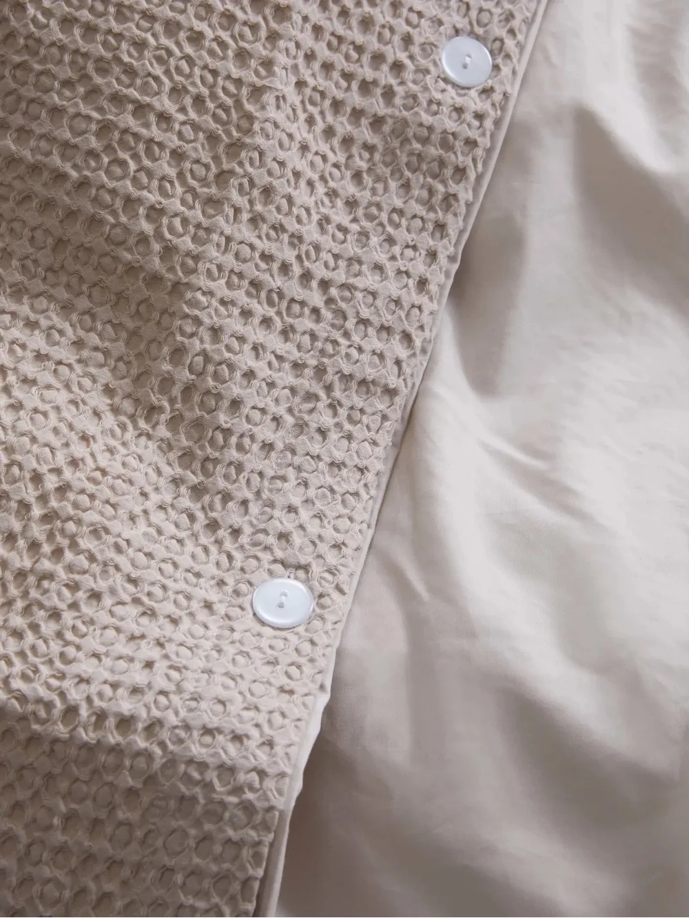 NEW Quince Organic Cotton Luxe Honeycomb Duvet Cover Set King California Sand